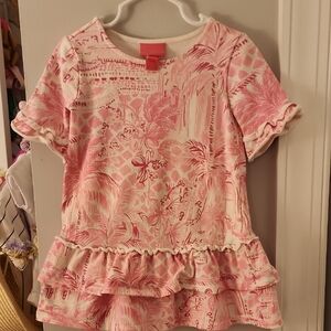 Lilly Pulitzer Pink Short Sleeve Tee with Ruffled Accents